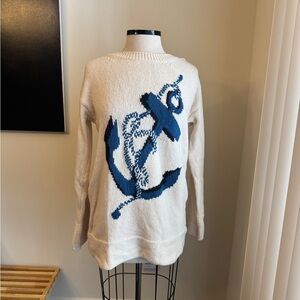 Stella McCartney Anchor Button Cotton Cream Shoulder Sweater Made In Italy Sz 42